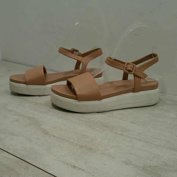 Franco Sarto Karlene Nude Platform Leather Sandals Size 6M - Picture 9 of 11
